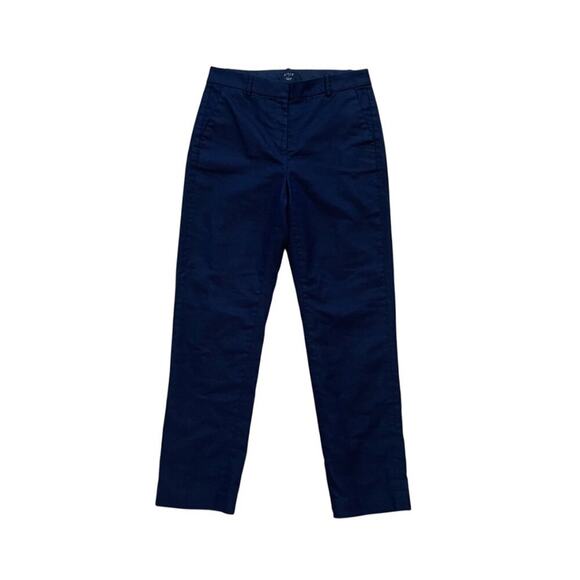 NWOT J. Crew Navy Linen Blend Kallie Pants / Trousers Straight Leg, Size 8 Tall - Picture 1 of 14